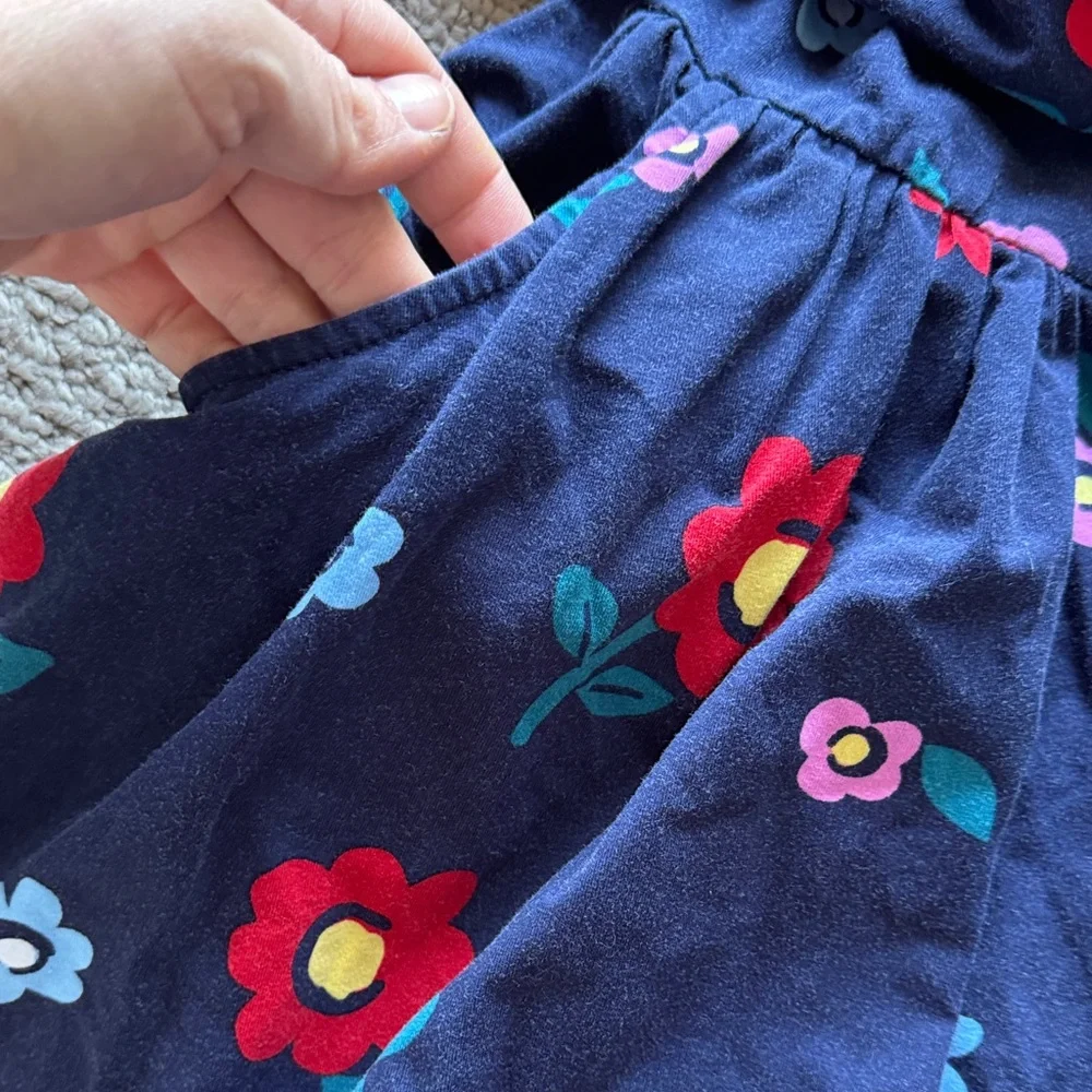 Hanna Andersson Navy Floral Twirl Dress with Red, Yellow & Teal Accents - Picture 3 of 3